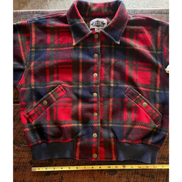 Vintage Fleece Bomber Lightweight Tartan Plaid Jacket Made in Nepal - Picture 11 of 12